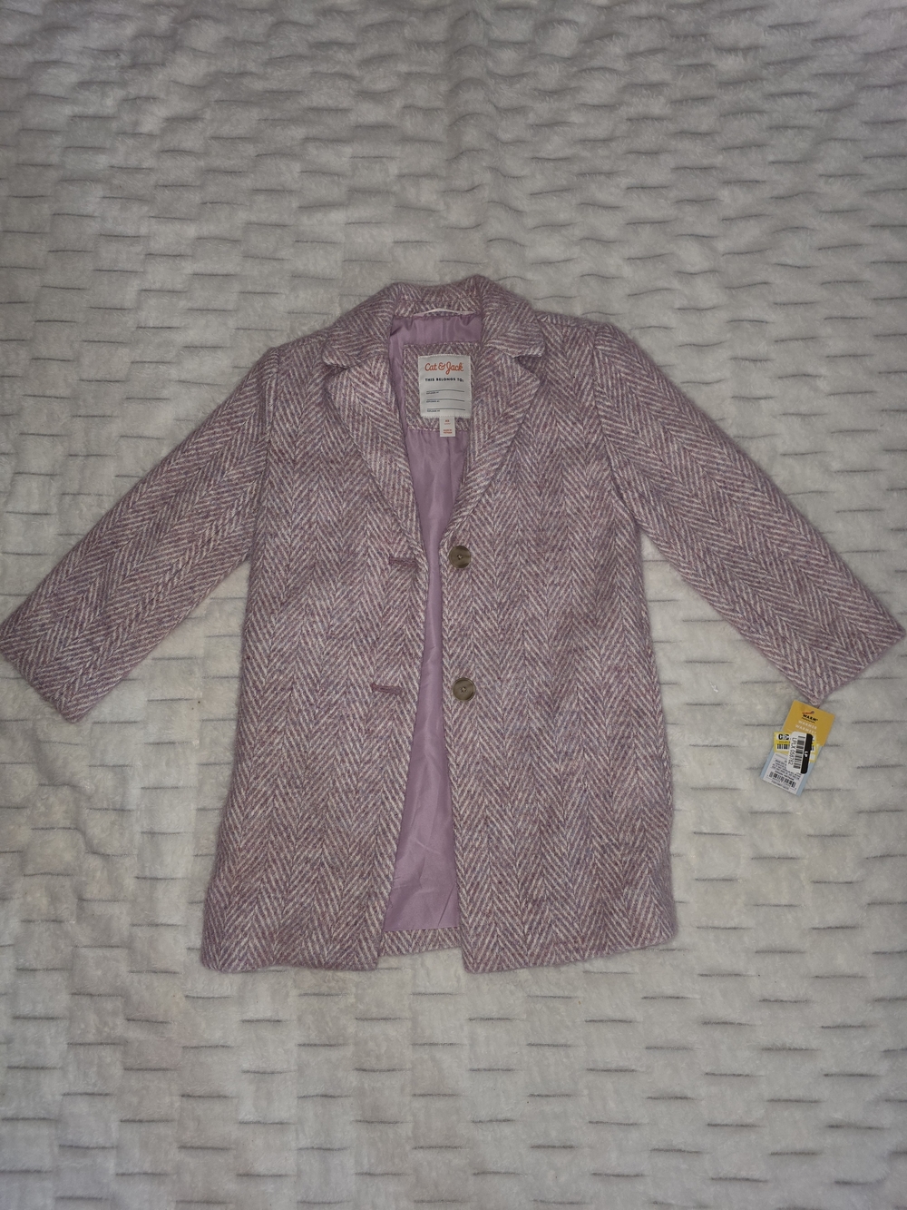 Cat & Jack Pink Herringbone Kids' Pea Coat